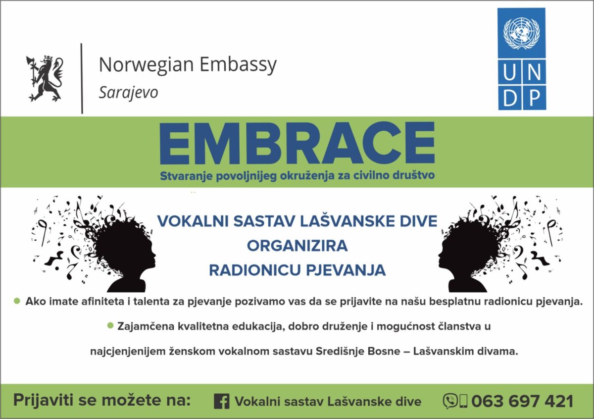 VS Lašvanske dive organiziraju besplatnu radionicu pjevanja