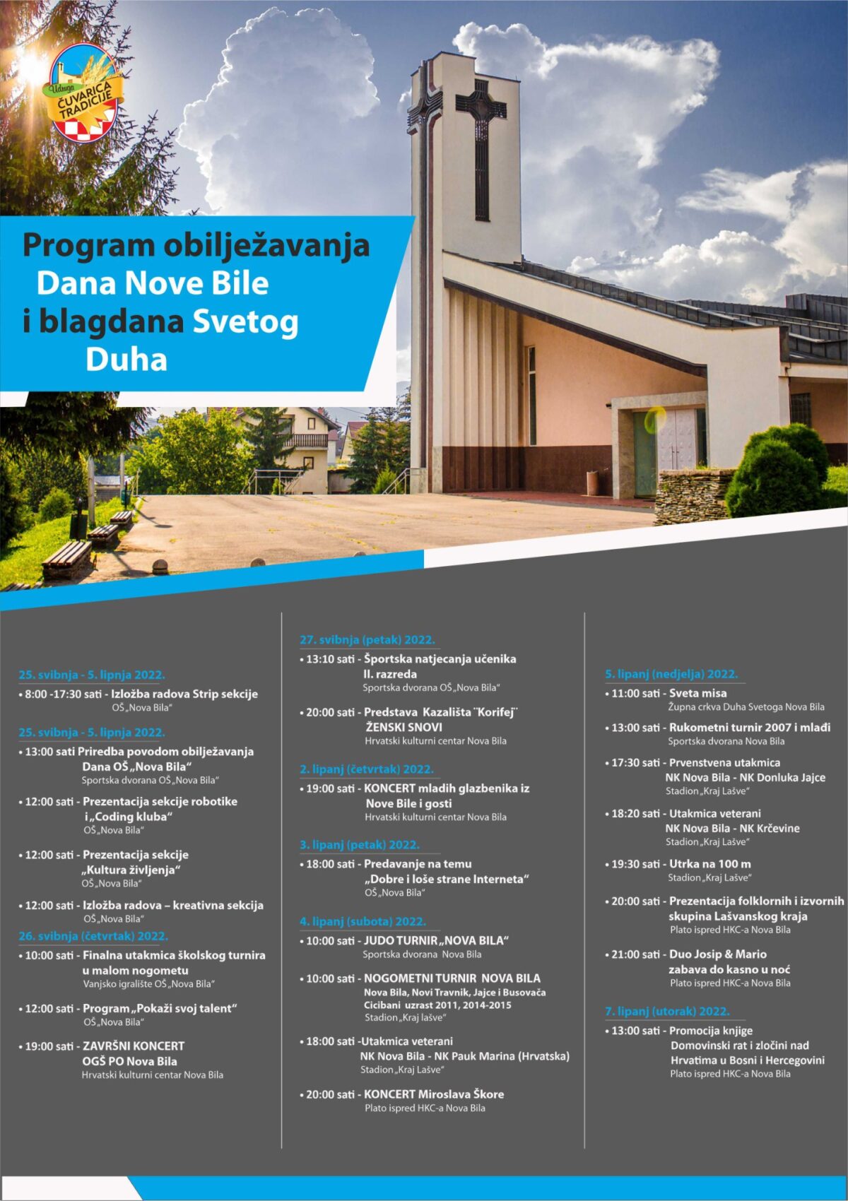 Danas počinju Dani Nove Bile! Uz koncert Miroslava Škore i više od 20 događaja Nova Bila postaje središte kulture, športa i zabave u  Lašvanskoj dolin